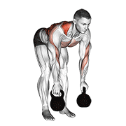 One Arm Two Kettlebell Row